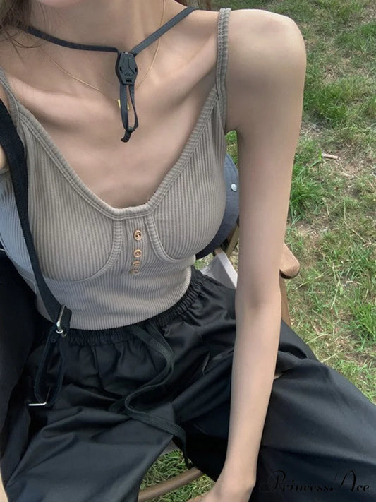 Button Front Semi Trendy Sheer Long Sleeve Blouse Khaki / ONE SIZE