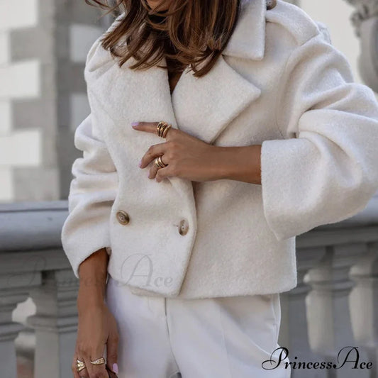 Button Patchwork Basic Style Coat 01 White / S coats-241228