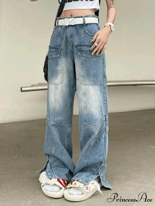 Button Slit Graceful Bodycon Midi Dress Blue / S