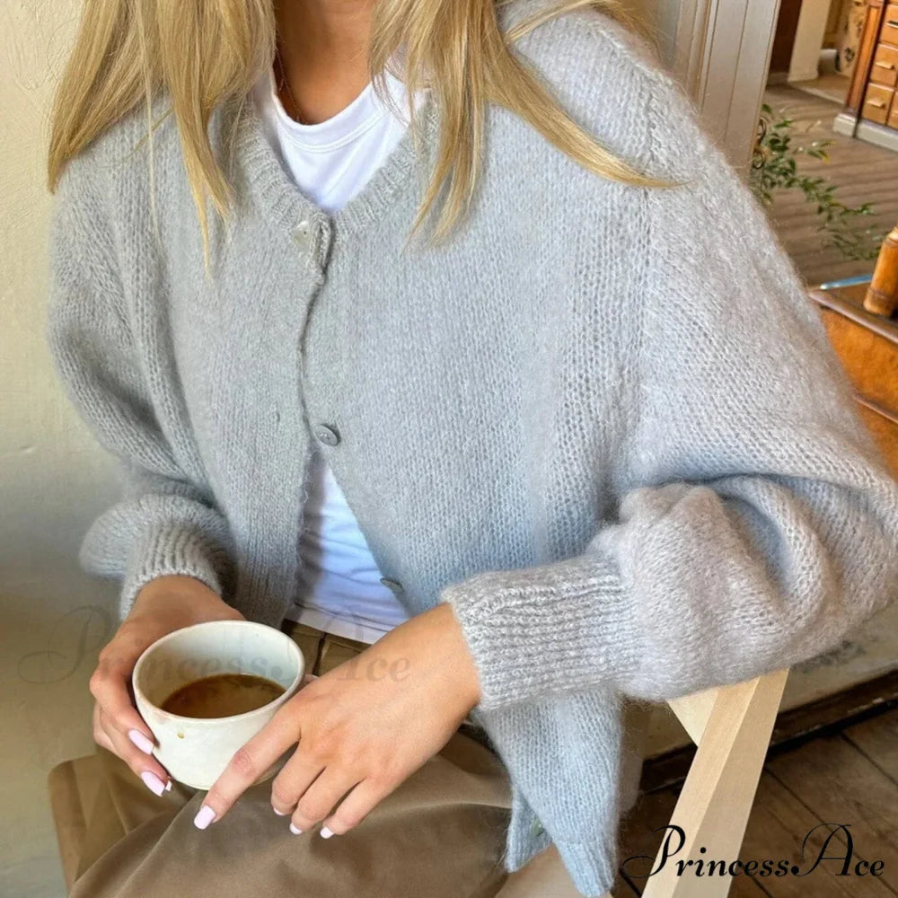 Button Up Airy Monochrome Cardigan cardigans-241228