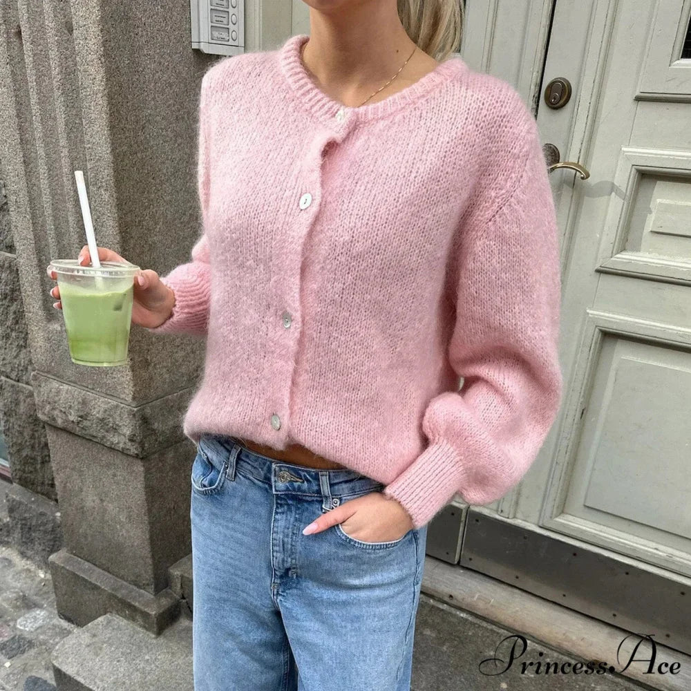 Button Up Airy Monochrome Cardigan cardigans-241228