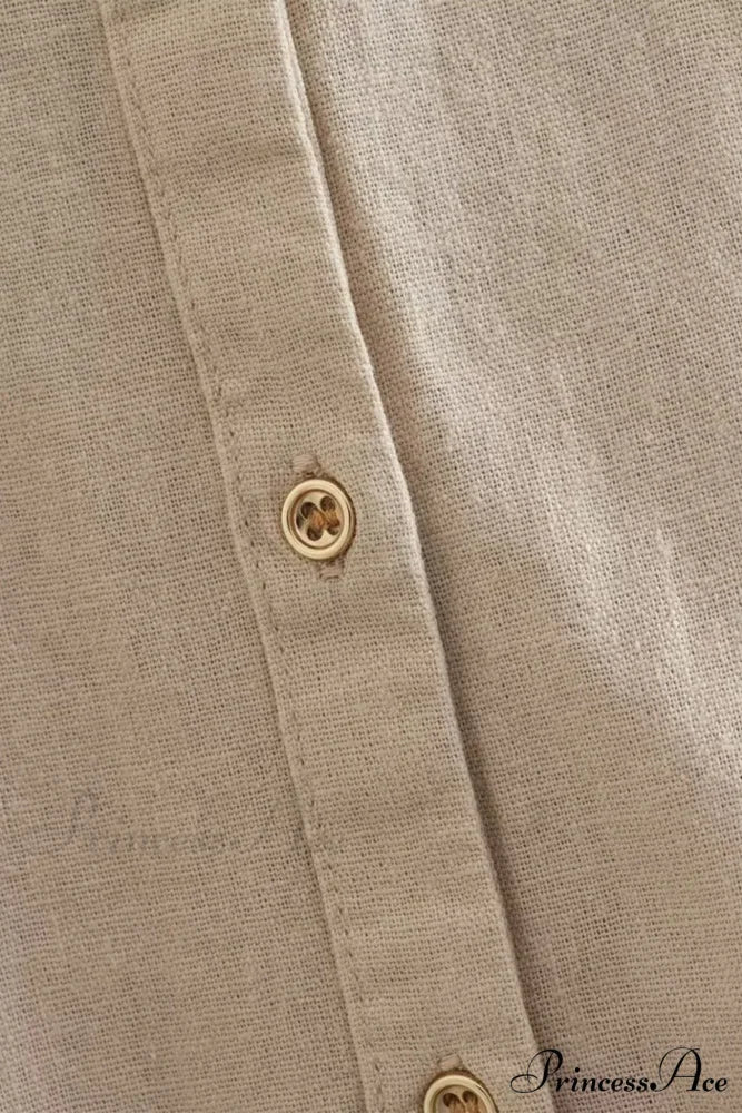 Button-Up Arm Pocket V-neck Roll-up Top