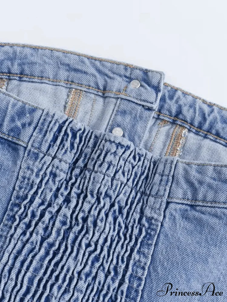 Button Up Denim Trendy Strapless Tube Top