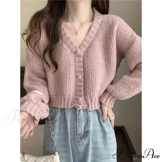 Button-Up V-Neck Charming Informal Knit Cardigan cardiagn-250126