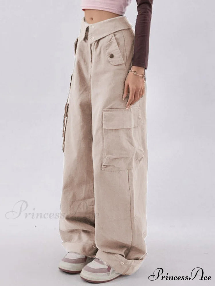 Buttoned Green Graceful Baggy Boyfriend Jeans