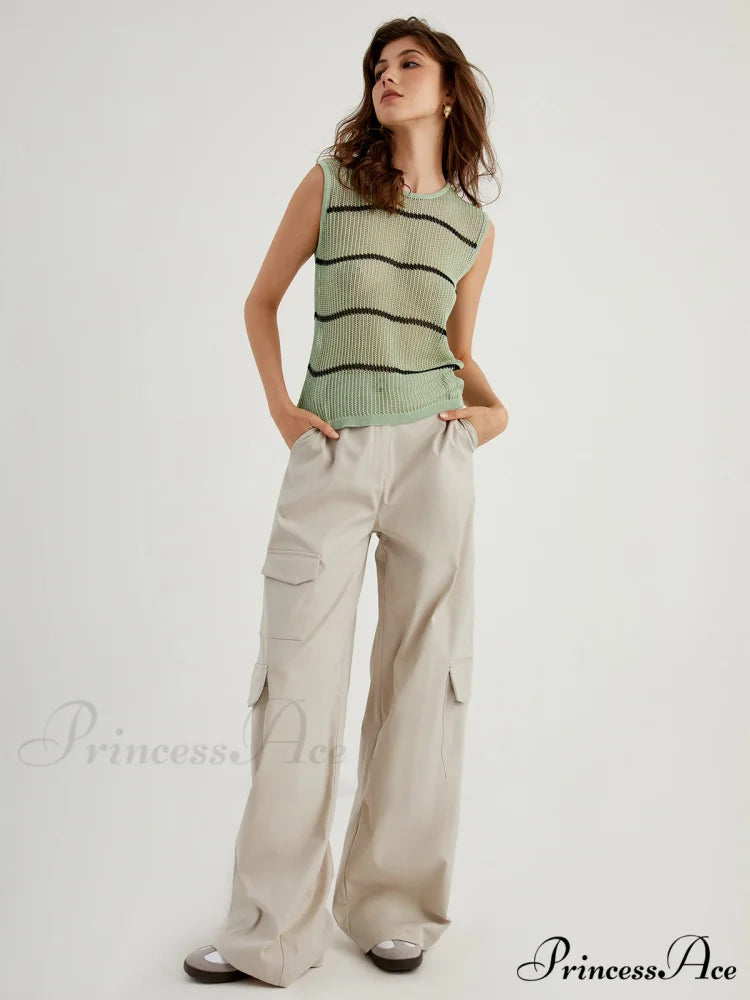By The Garden Trendy Stripe Crochet Tank Top