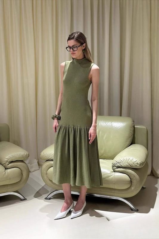 Elegant A Line Knit Maxi Dress