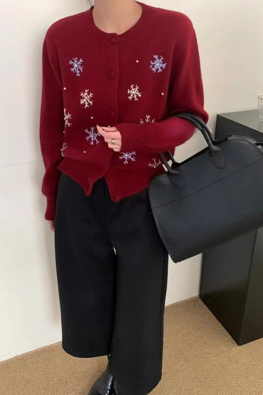 Snow Pattern Knit Cardigan