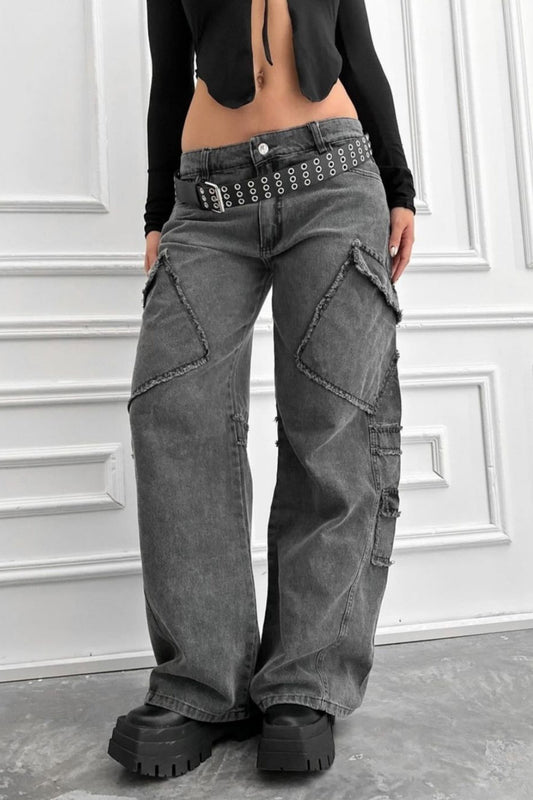 Street Style High Waist Utility Jean