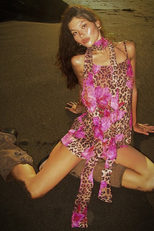 Leopard Cami Waist Slim Print Mini Dress