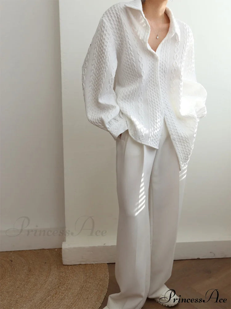 Cable Knit Graceful Oversized Shirt