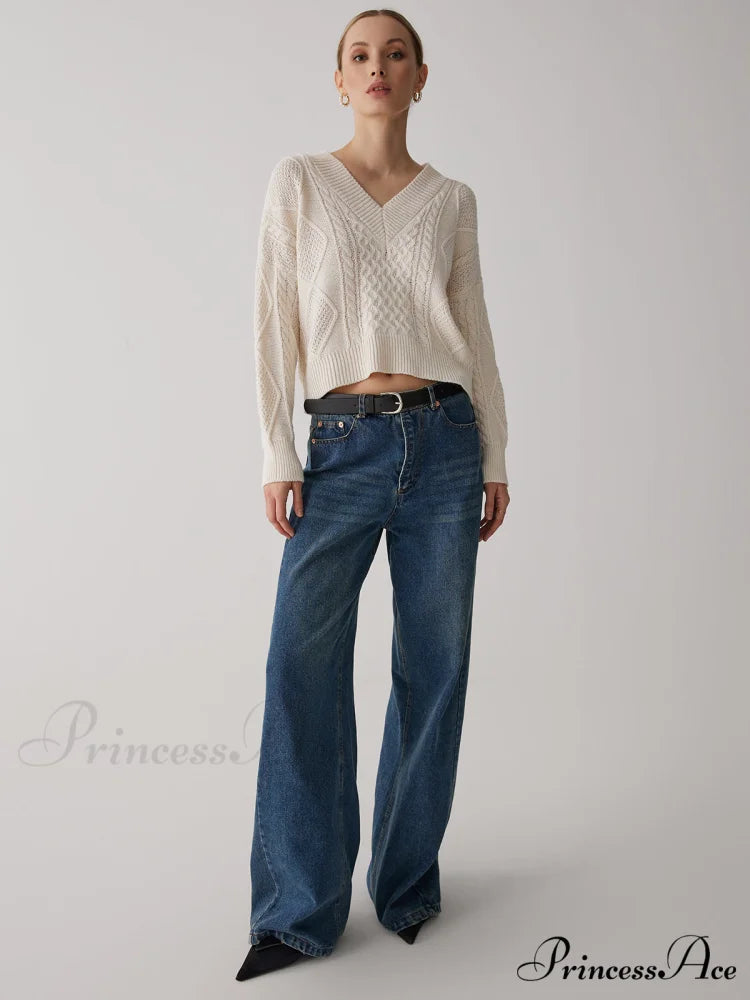 Cable Knit Graceful Tie Back Sweater