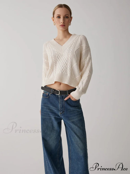 Cable Knit Graceful Tie Back Sweater