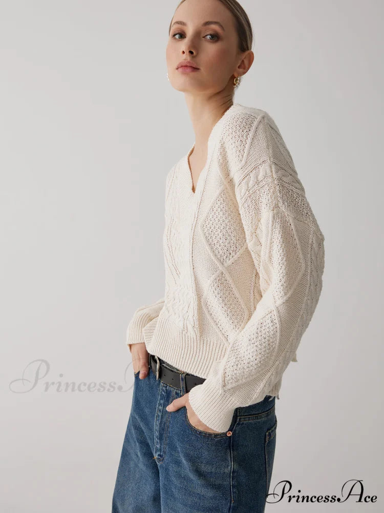 Cable Knit Graceful Tie Back Sweater
