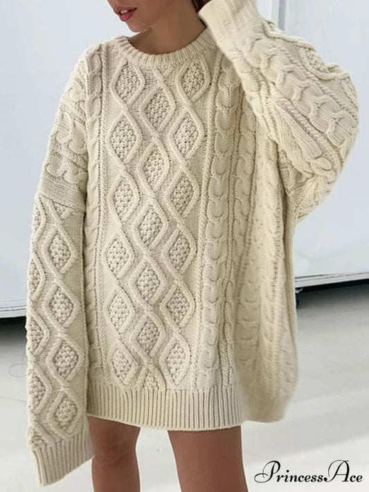 Cable Knit Leg Trendy Warmers With Flare White / S