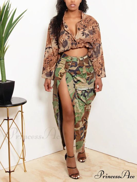 Cable Knit Trim Bishop Modern Sleeve Turtleneck Sweater - Gray Army Green / S