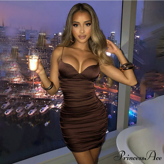 Camila Formal Ruched Charming Open Back Mini Dress