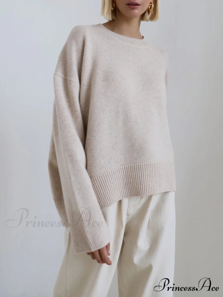 Candyfloss Oversized Graceful Pullover Sweater Apricot / XS