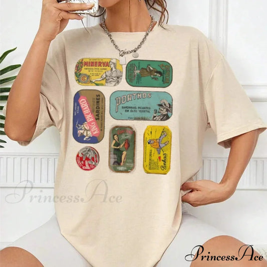 Canned Sardines Amusing Foodie T-shirt Khaki / S t-shirt-250223
