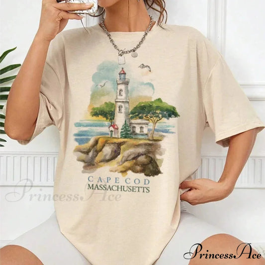 Cape Cod Massachusetts Travel Shirt Khaki / S t-shirt-250223