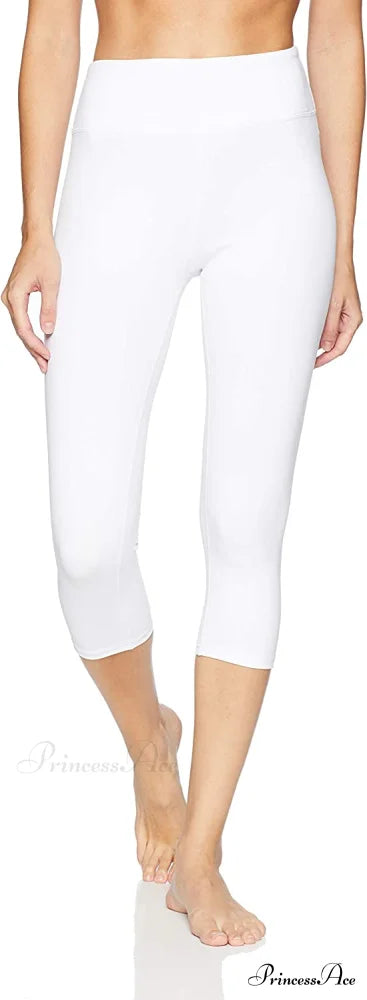 Capri Legging Inner Pocket Non See-Through Fabric Leggings Sfv074 White / Medium