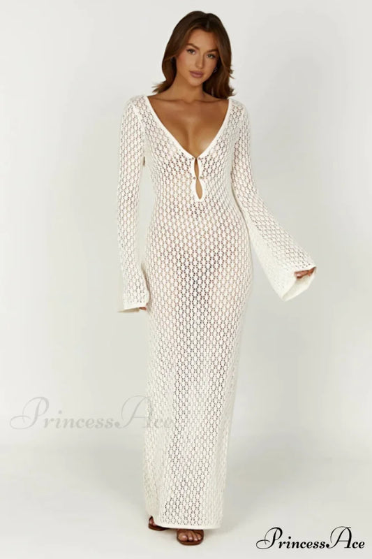 Caprice Elegant Maxi Dress S / White