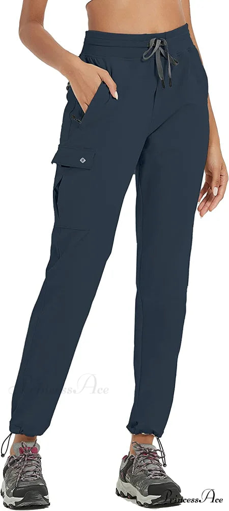 Cargo Hiking Pants Lightweight Joggers Quick Dry Capris 4-blue / Medium