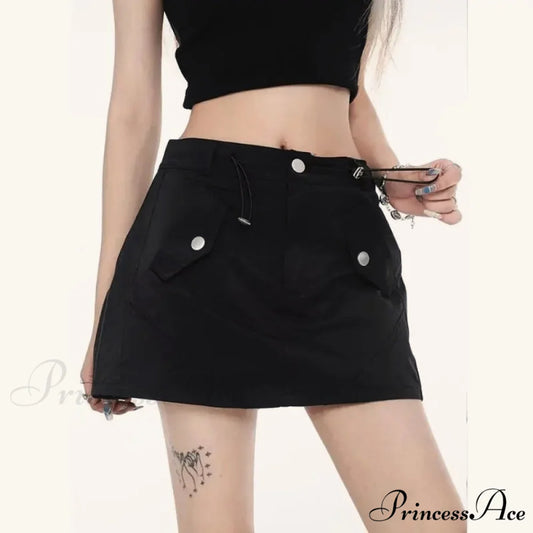 Cargo Pocket Cinch Skirt Black / S skirts-250223
