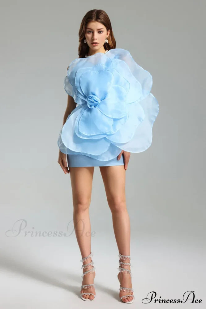 Carina One Shoulder Charming 3D Floral Dress