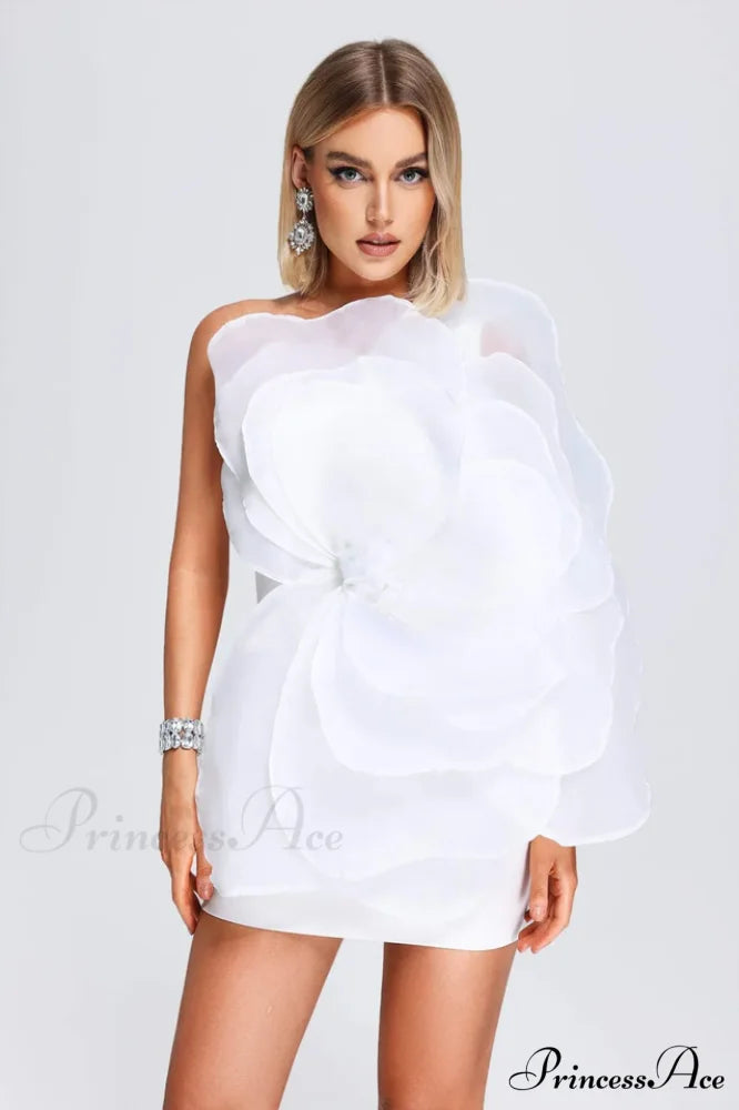 Carina One Shoulder Charming 3D Floral Dress