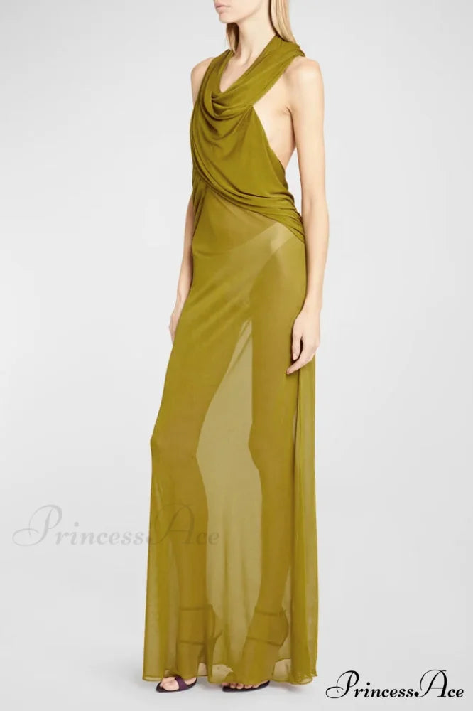 Carleigh Ruche Maxi Charming Dress With Headscarf