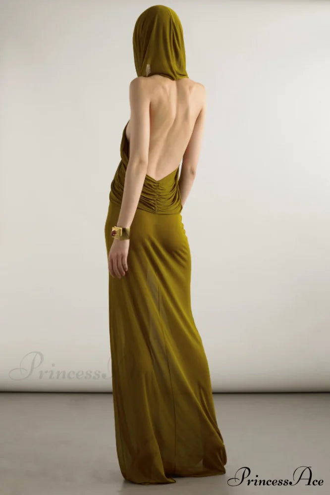 Carleigh Ruche Maxi Charming Dress With Headscarf
