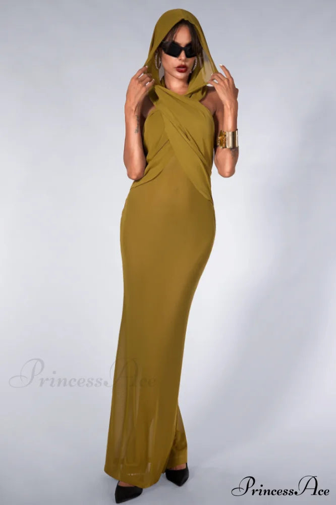 Carleigh Ruche Maxi Charming Dress With Headscarf