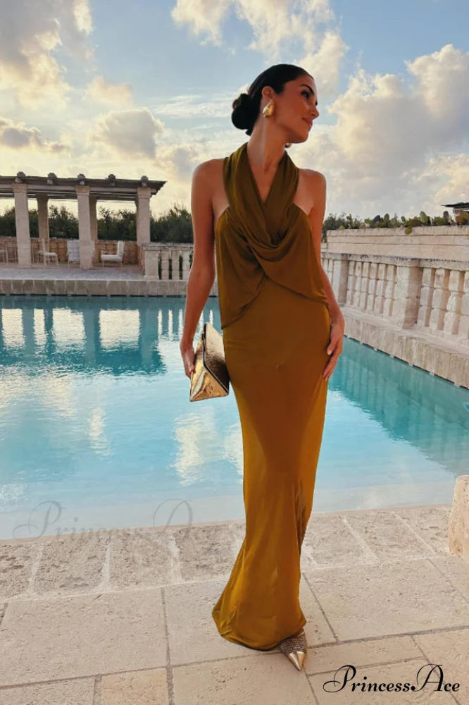 Carleigh Ruche Maxi Charming Dress With Headscarf