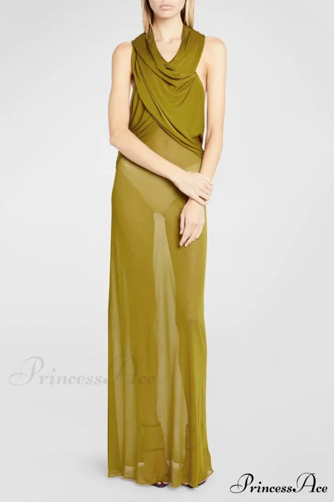 Carleigh Ruche Maxi Charming Dress With Headscarf