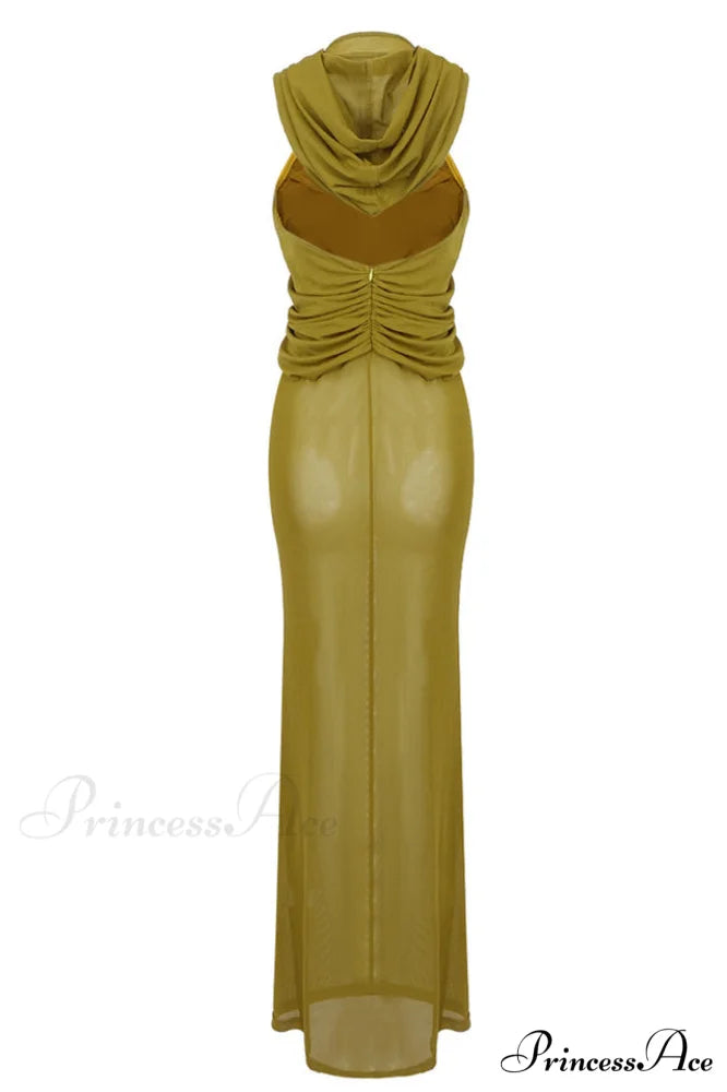 Carleigh Ruche Maxi Charming Dress With Headscarf