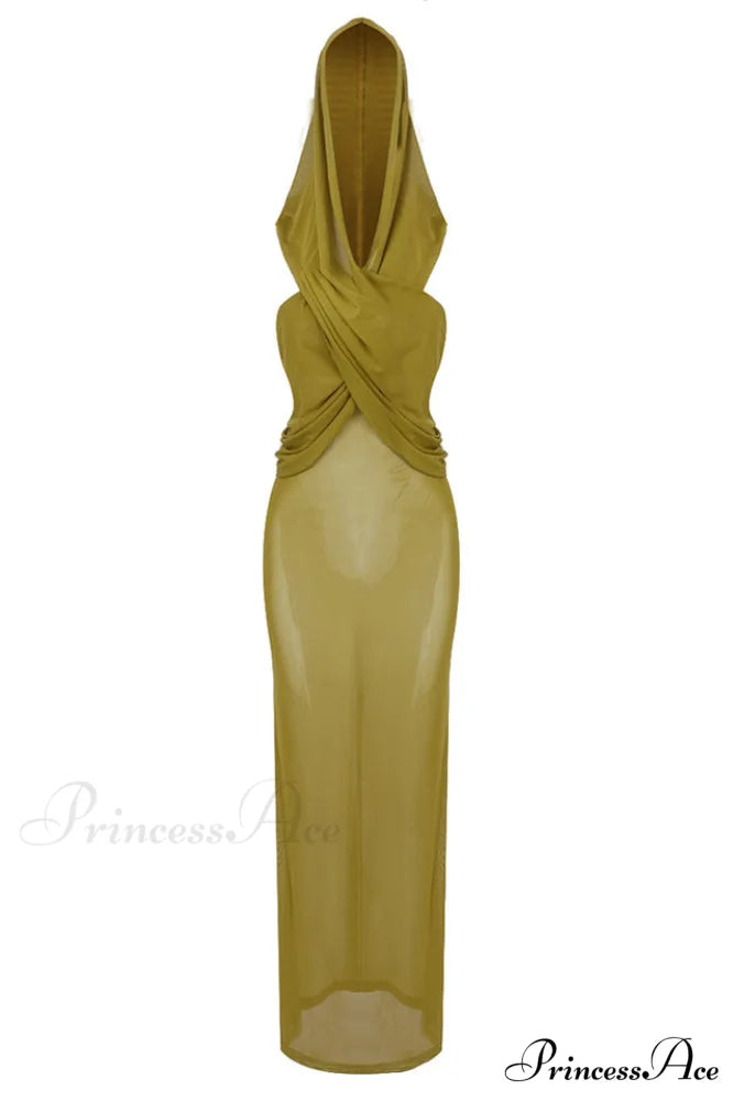 Carleigh Ruche Maxi Charming Dress With Headscarf XS / 1#