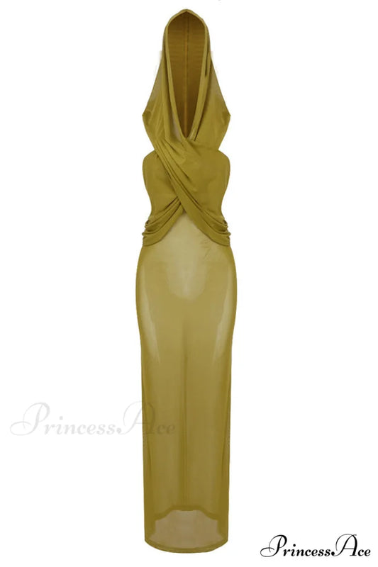 Carleigh Ruche Maxi Charming Dress With Headscarf XS / 1#