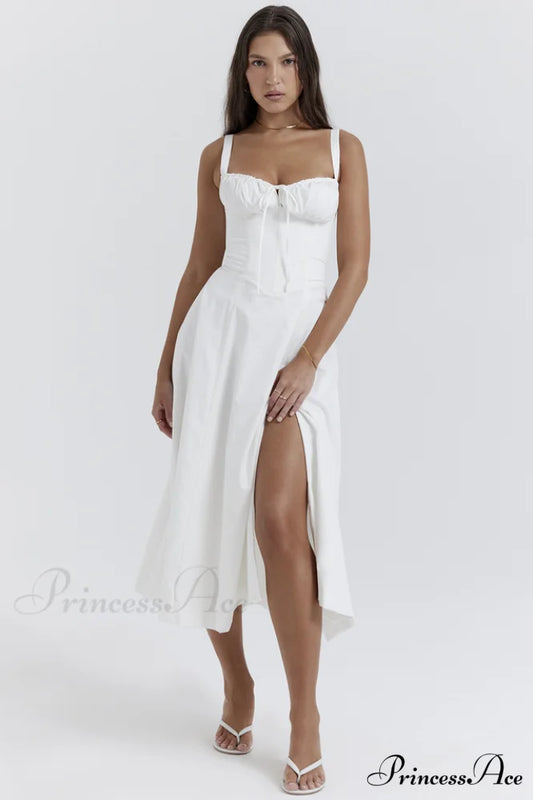 Carmen White Stylish Bustier Sundress XS / White