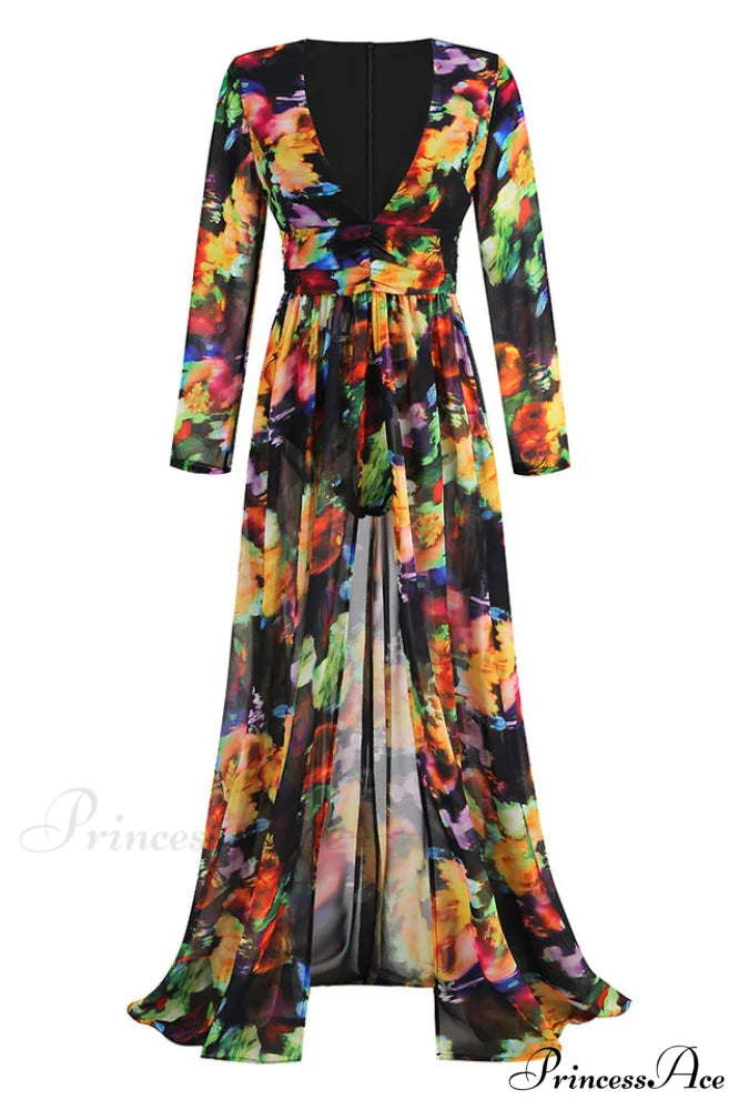 Carolina Floral Stylish Print Slits Dress