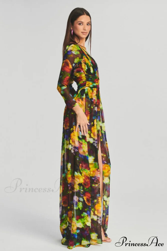 Carolina Floral Stylish Print Slits Dress