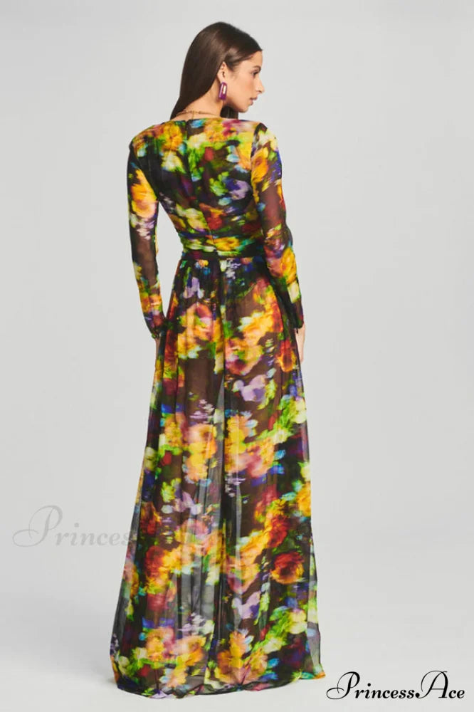 Carolina Floral Stylish Print Slits Dress