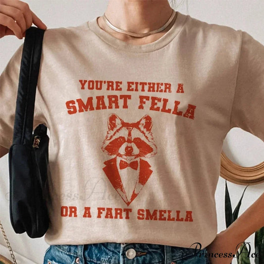 Cartoon Raccoon Free-spirited Meme T-shirt Khaki / S t-shirt-250223