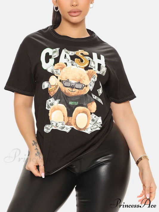 Cash Rolls Graceful Short Sleeve Tops Black / S