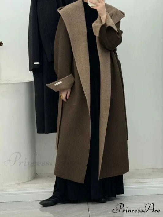 Cashmere Hooded Professional Woman Wool Overcoat overcoats-241228