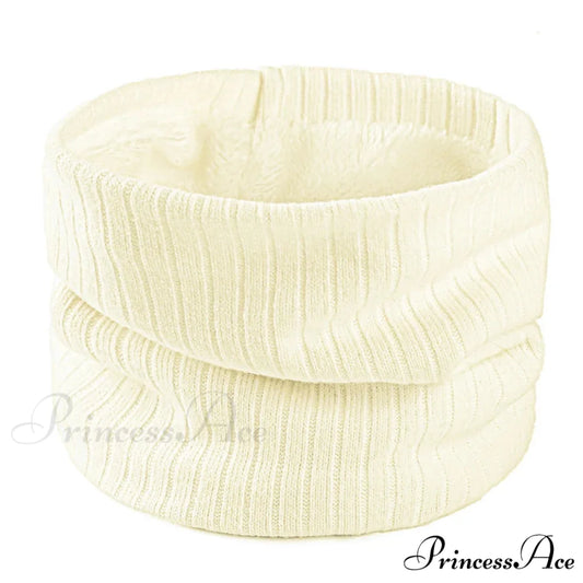 Cashmere Knit Ring Wool Neck Warmer Scarf for Women WHITE