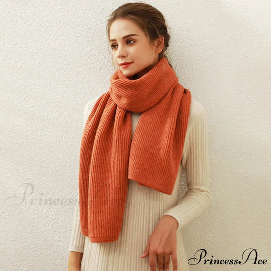 Cashmere Scarf for Women - Thick and Warm Winter Scarf Orange / L170cm W30cm