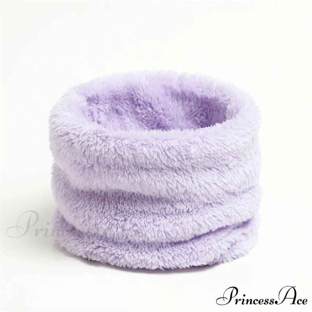 Cashmere Warm Color Ring Plush Thick Outdoor Sports Neckerchief Muffler Scarf LIGHT PURPLE