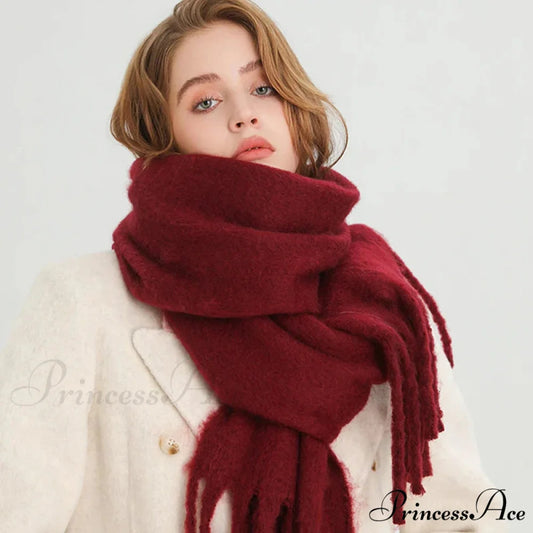 Cashmere Winter Pashmina Blanket Wrap - Thick and Soft Scarf BURGENDY