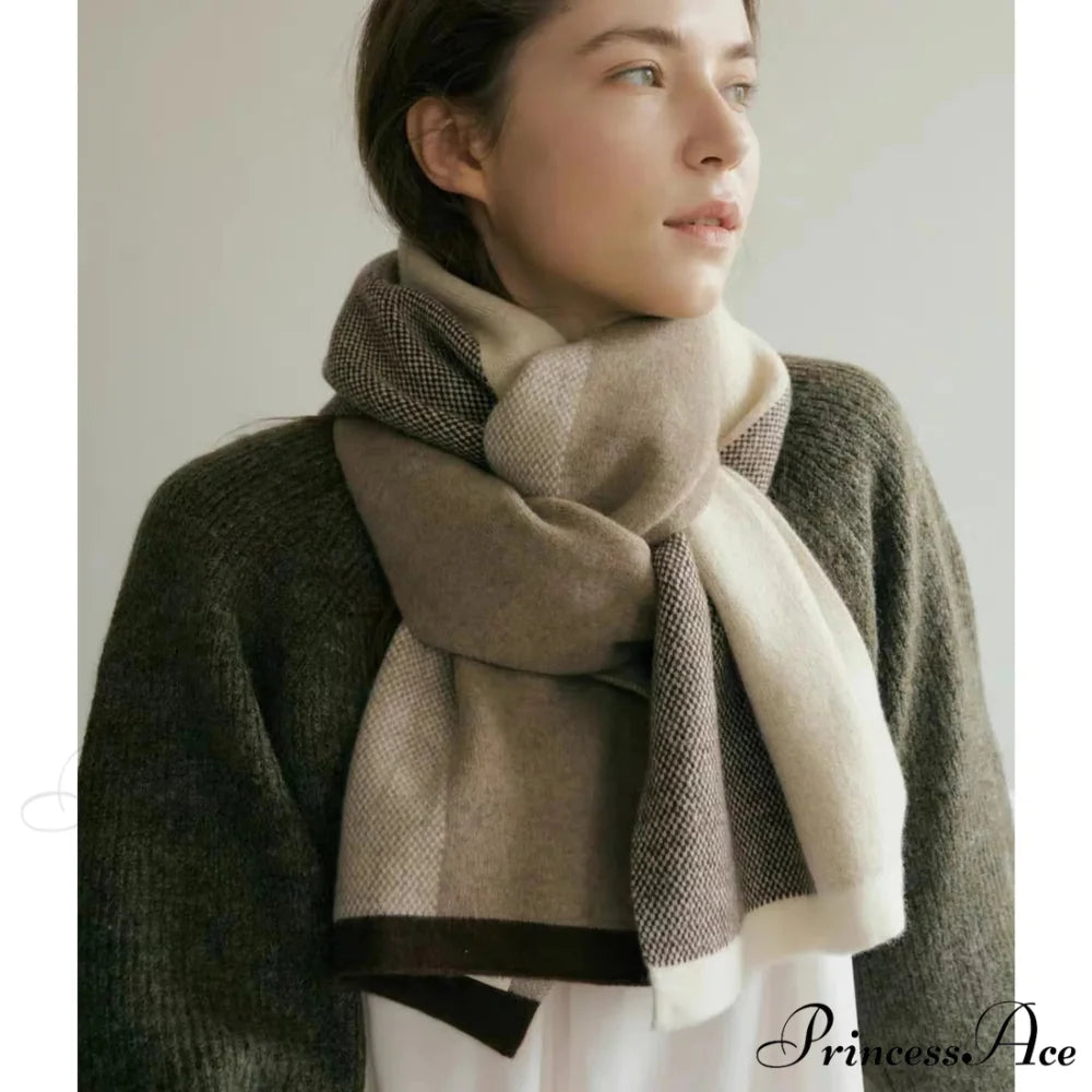 Cashmere Winter Scarf for Women - Designer Knit Warmth beige / L180cm W32cm